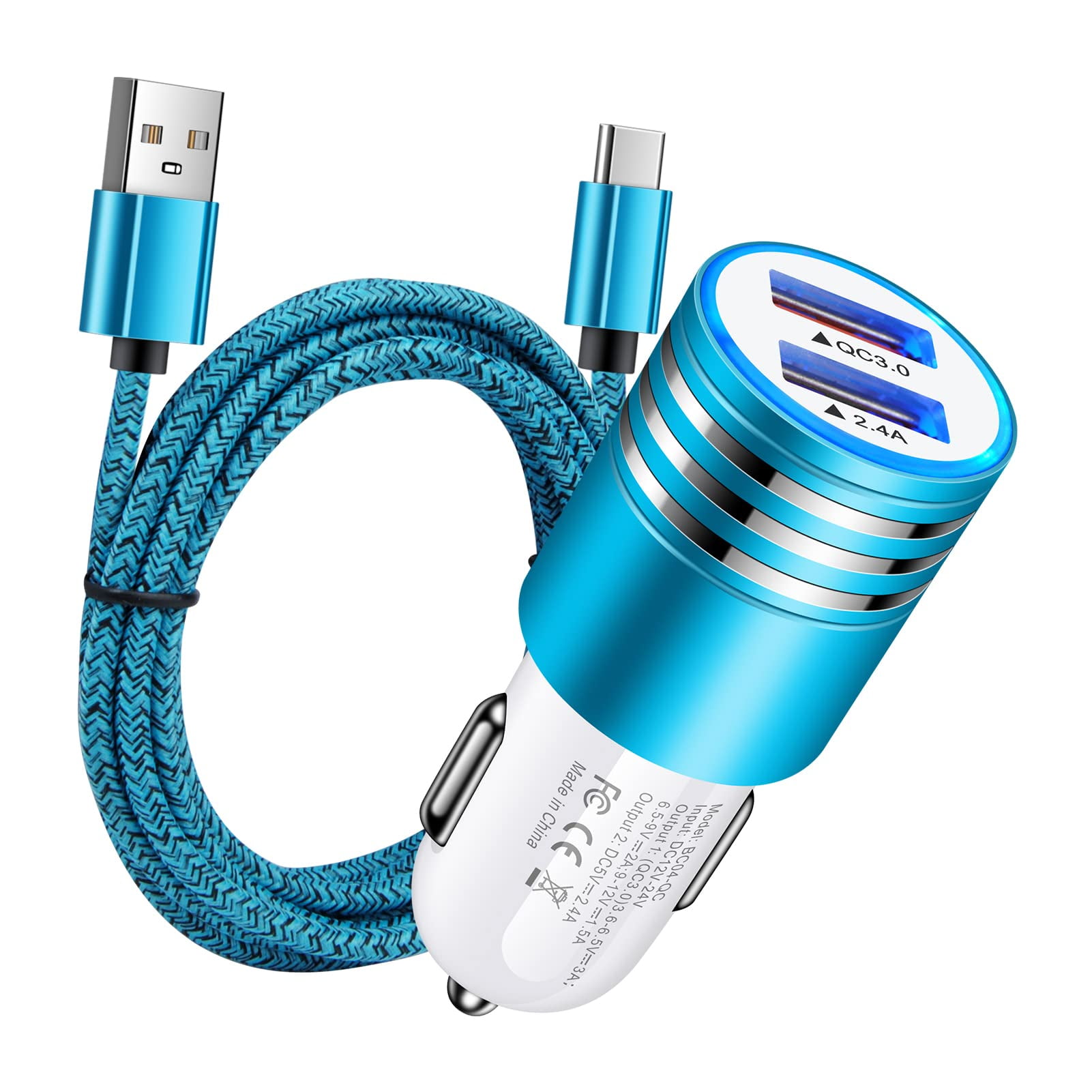 Fast Charging Car Charger, Quick Charge 3.0+2.4A Dual Port USB