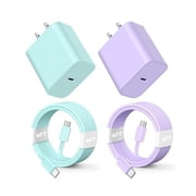 Fast Charging for Phone 16 15 Pro Max Charger Colorful, 2Pack 20W USB C Fast Chargers Block with 6ft Long USB C to USB-C Cable Compatible with iPhone 15/16 Pro/Plus/Pro Max,Pad Pro 12.9/11 inch