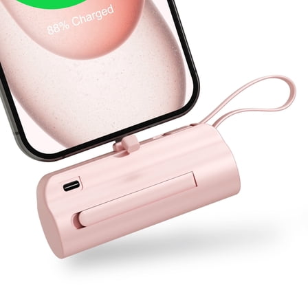 Portable Charger, Mini Power Bank for iPhone 17 16 15 14 13 12, 4500mAh Battery Pack for Android, Pocket Sized with Dual Output, Ideal for Traveler(Pink)