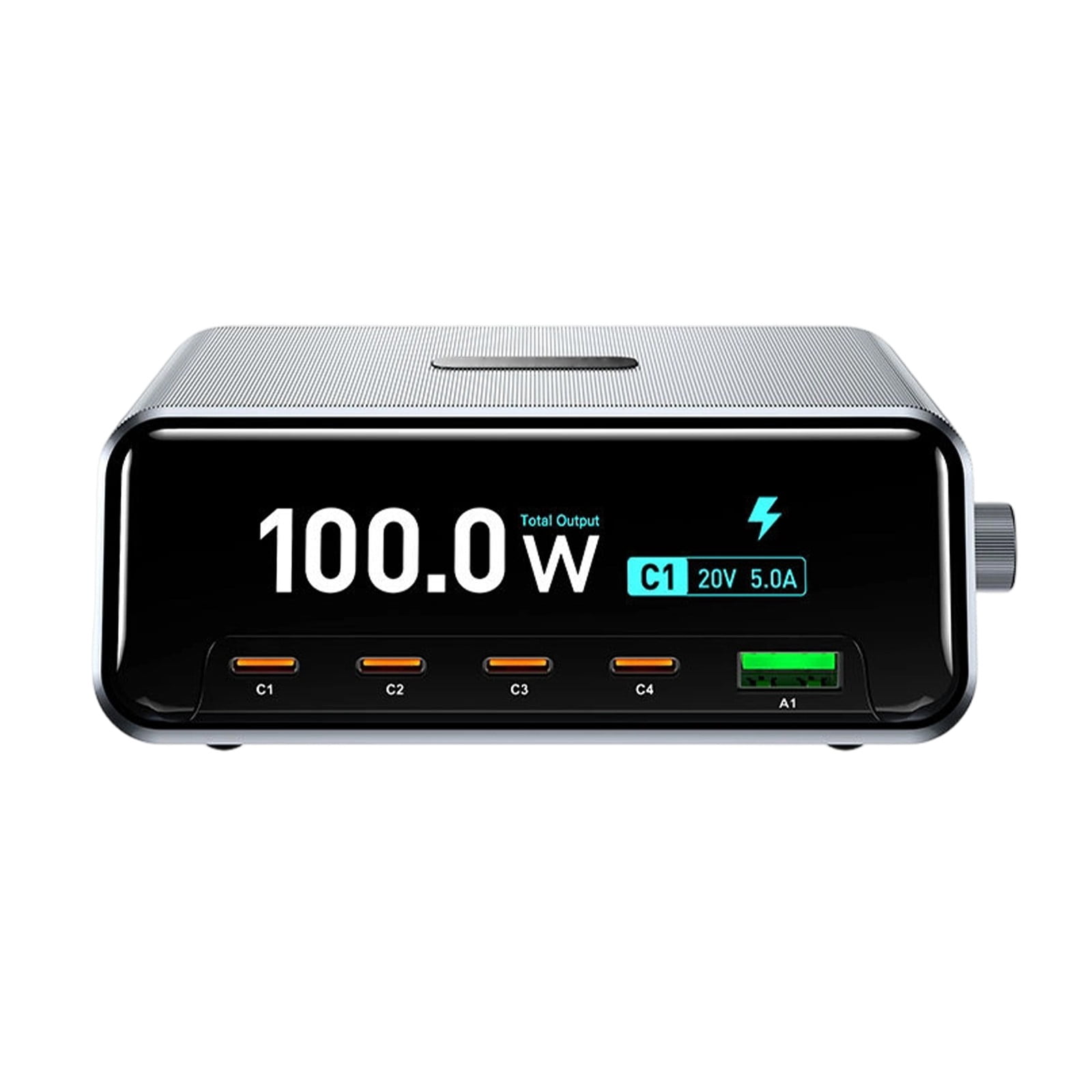 Fast Charging Smart Display, 265W GaN Desktop Charging Station with LCD Display, USB-C Fast Charger for Laptop & Phone, Multi-Port Charger Hub with Smart Power Tracking