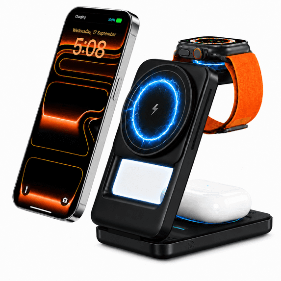 Magnetic Wireless Charging Station: 2026 Upgraded 3 in 1 Charging Stand for iPhone 17 16 15 14 13 12 Pro Max Plus