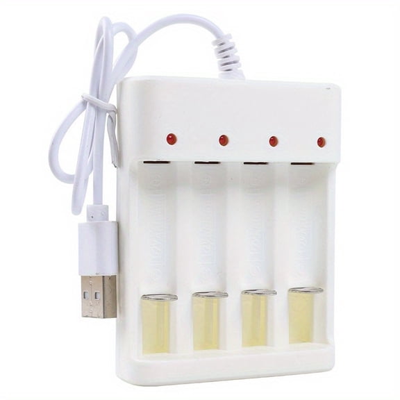 Fast-Charging USB Battery Charger with 4 Slots - Smart, Compatible with AA/AAA & Lithium Rechargeable Batteries, 1pc, Charger