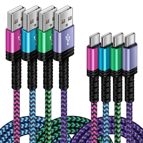 Fast - Charging USB C Cable - Compatible with Samsung Galaxy (S24+, S23 Ultra etc.), Google (5, 4A XL etc.), 4 - Pack, for Android Phone Charging