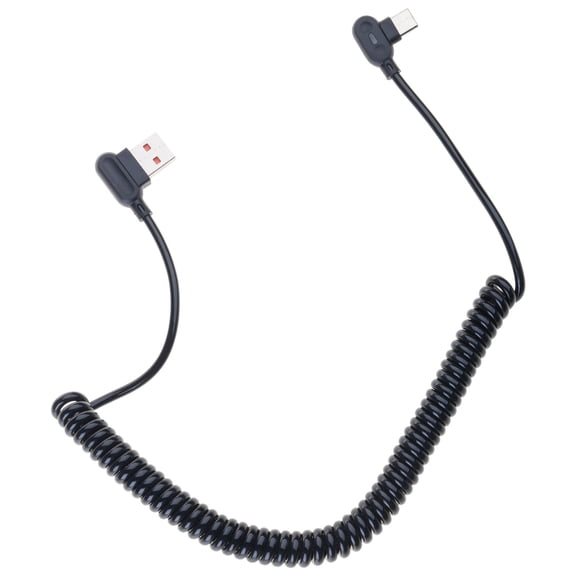 Fast Charging USB C Cable Reversible Coiled Cord Double Angled Connectors USB C Charges Cable for Phones Tablets