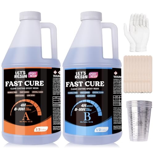 Fast Cure Resin Epoxy for Jewelry,1 Gallon Quick Dry Resin-4 Hours Demold,Crystal Clear & Bubble Free Casting Epoxy for Painting,Craft,Art,Molds$$Art & Craft