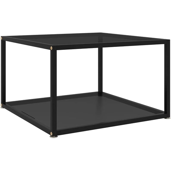 (Fast Delivery) Modern Coffee Table for Living Room Center Table Bedroom and Office - Center or Side Tables for Sofa Tea Table Black 23.6"x23.6"x13.8" Tempered Glass