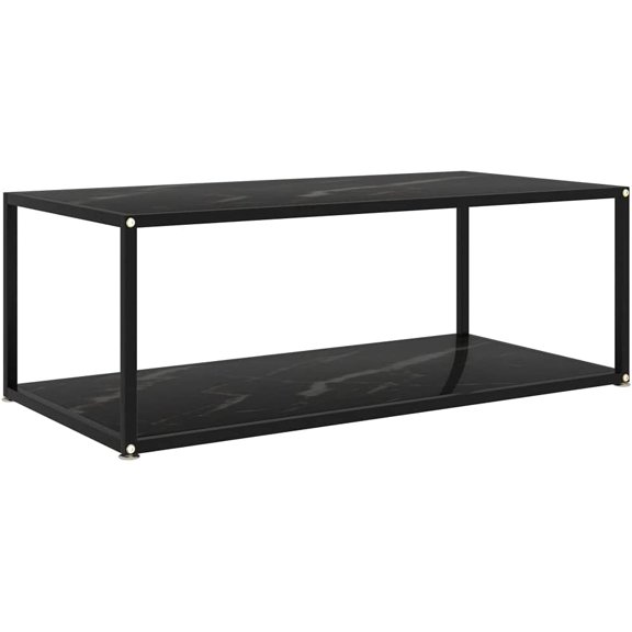 (Fast Delivery) Modern Coffee Table for Living Room Center Table Bedroom and Office - Center or Side Tables for Sofa Tea Table Black 39.4"x19.7"x13.8" Tempered Glass