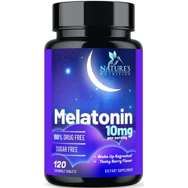 Fast Dissolve Melatonin 10mg, Sleep Support for Adults, Melatonin Sleep Supplement, for Promoting Restful Sleep, Non-Habit Forming, 100% Drug Free, Berry Flavored - 120 Chewable Tablets