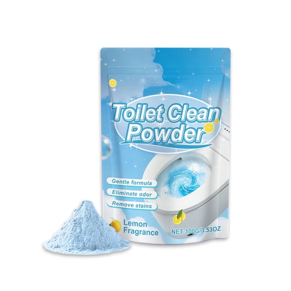 Fast-Dissolving Toilet Cleaning Powder - 3.5oz Lemon Fresh Formula for Limescale & Odor Removal, Safe on Porcelain, 8-10 Uses per Pouch