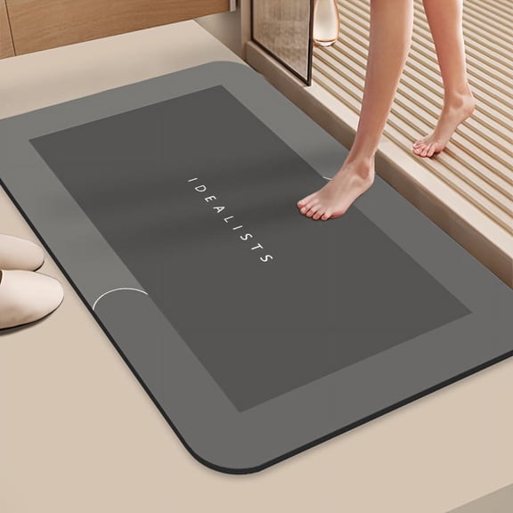 Fast Dry Diatomite Bath Mat - Super Absorbent Bathroom Rug, Non-Slip Shower Floor Mat with Quick Water Lock Tech - Multi-Room Use (Bath/Laundry/Kitchen)