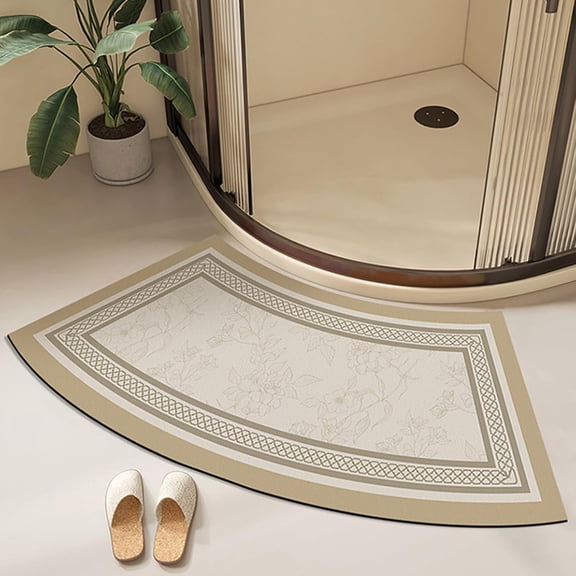 Fast Drying Curved Bath Mat Shower Mats for Round Bathroom and Shower, Strong Absorbent Corner Mat, Rubber Non-Slip Bottom, Easy to Clean, 45x100cm(18x40inch),A