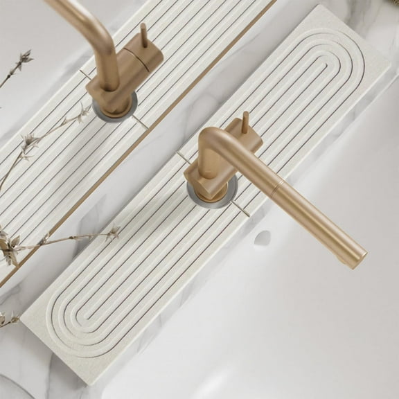 Fast Drying Diatomite Faucet Mat in Light Grey 24 Inch Anti-Moisture Tray