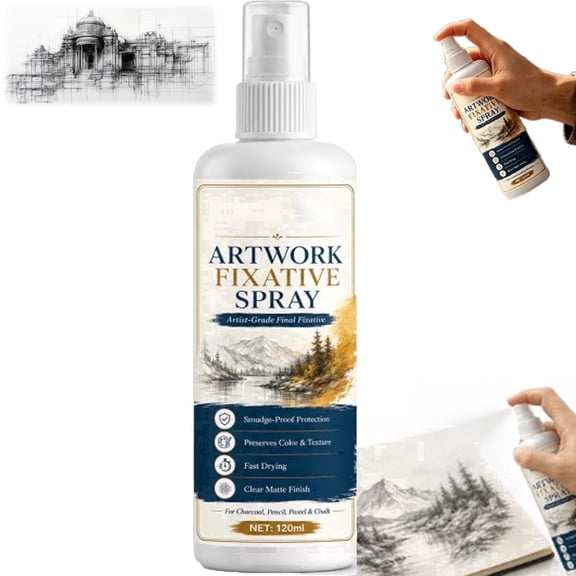 Fast Drying Fixative Spray, 4.06 Oz, Artwork Fixative Spray, for Charcoal, Pastel & Sketching,Dries Fast & Lasts
