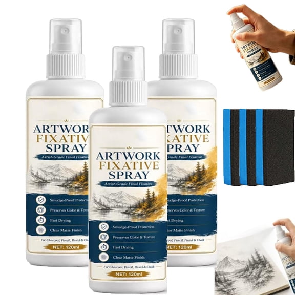 Fast Drying Fixative Spray, 4.06 Oz, Artwork Fixative Spray, for Charcoal, Pastel & Sketching,Dries Fast & Lasts