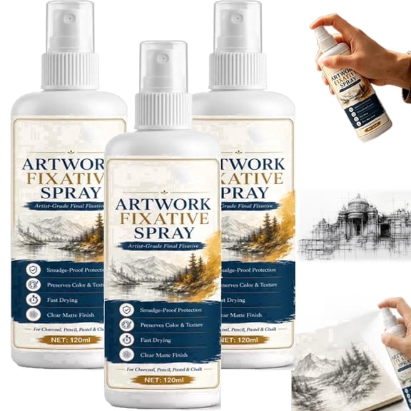 Fast Drying Fixative Spray, 4.06 Oz, Artwork Fixative Spray, for Charcoal, Pastel & Sketching,Dries Fast & Lasts