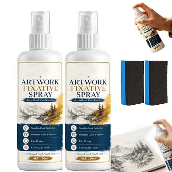 Fast Drying Fixative Spray, 4.06 Oz, Artwork Fixative Spray, for Charcoal, Pastel & Sketching,Dries Fast & Lasts