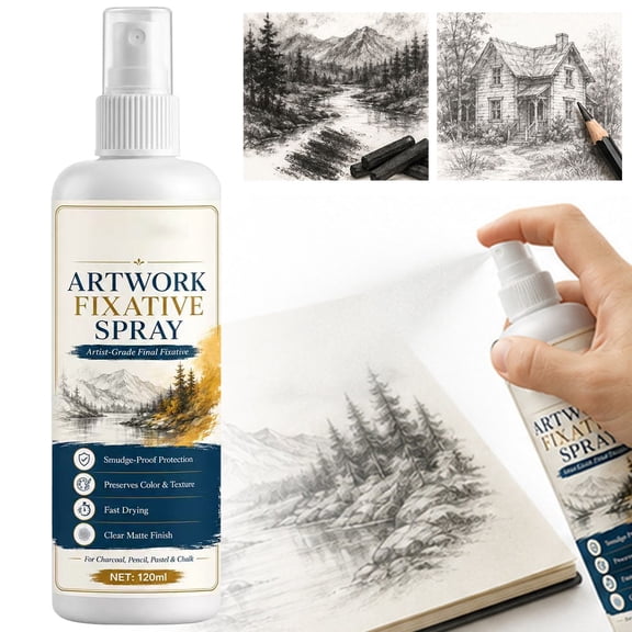 Fast Drying Fixative Spray,Artwork Pastel Fixative Spray for Fabric,Drawing,Paper and Pencil Drawings,Smudge Proof Drawing for Artists & Students (1pc)