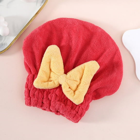 Fast Drying Hair Cap Thickened Absorbent Head towel Wrap for Women Frizz Free Drying Solution Lightweight Bath Headband Accessory Red