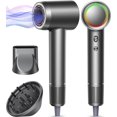 thumbnail image 1 of Fast Drying Ionic Hair Dryer with RGB Color-Changing Light Ring, Lightweight Brushless Motor Blow Dryer with Diffuser and Concentrator Attachments for All Hair Types, 1 of 7