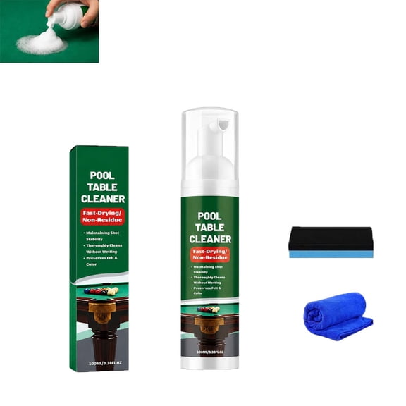 Fast-Drying Pool Table Felt Cleaner Foam, Billiard Table Cleaner Spray with Brush and Towel, Quick Clean Pool Table Cloth Care Kit for Felt Surfaces