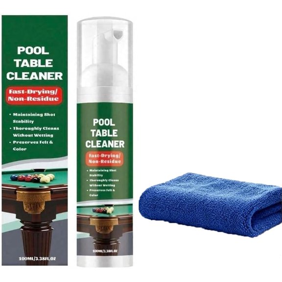Fast-Drying Pool Table Felt Cleaner Foam, Billiard Table Cleaning Spray with Towel, 2026 New Quick Pool table Cleaning Kit, Powerful Billiard Tables Cleaner Stain Remover (1)