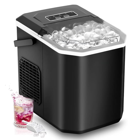 Fast Dual Size Bullet Ice Maker 9 Cubes in 6 Mins 26Lbs Daily Self-Clean Portable for Home RV Party