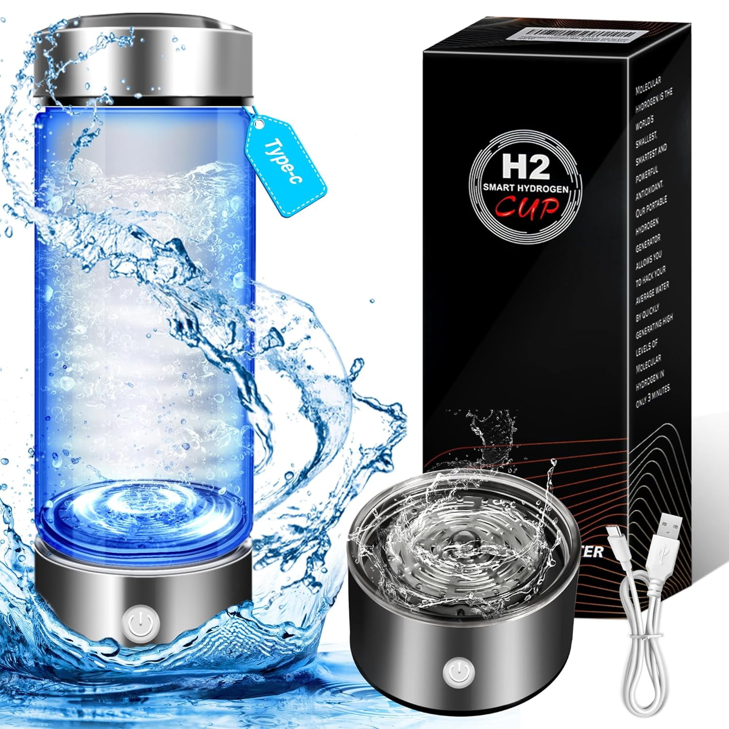 Fast Electrolysis Hydrogen Water Bottle – 3-Min Quick Hydrogen