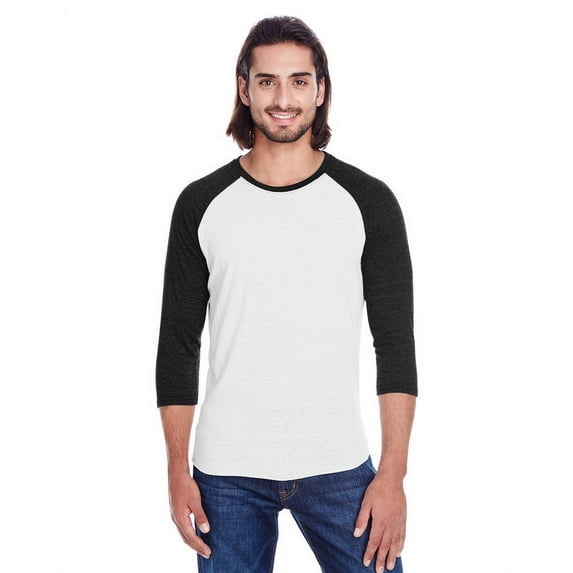 Fast Fashion Unisex Triblend Raw Neck Long-Sleeve T-Shirt - SOLID BLK TRBLND - L