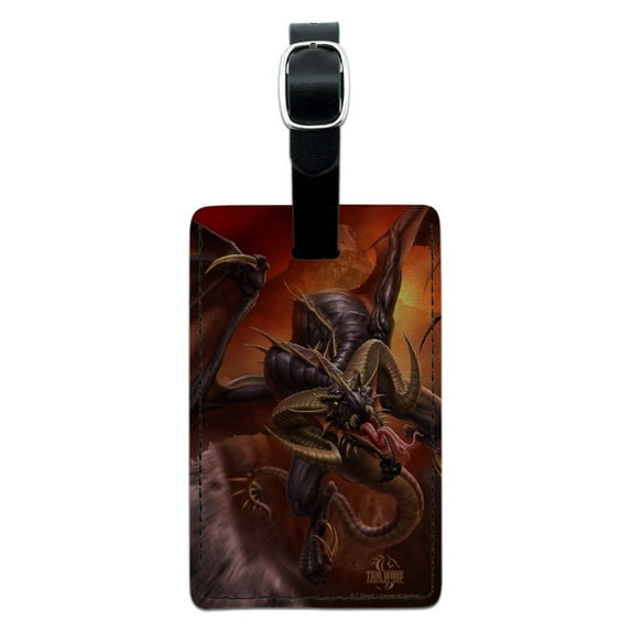 Fast Flying Dragon Coming At You Fantasy Rectangle Leather Luggage Card Suitcase Carry-On ID Tag