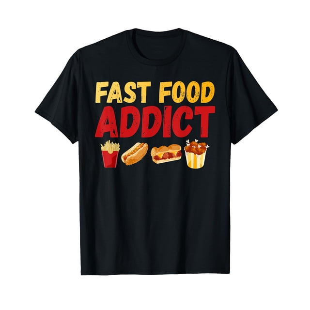 Fast Food Addict French Fries Hot Dog Fried Chicken TShirtL