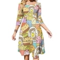 thumbnail image 1 of Fast Food Back Lacing Backless Dress Square Neck Dress Sweet Elegant Dress Fast Burger Food Egg Toast Cofee Muffin Ice, 1 of 3