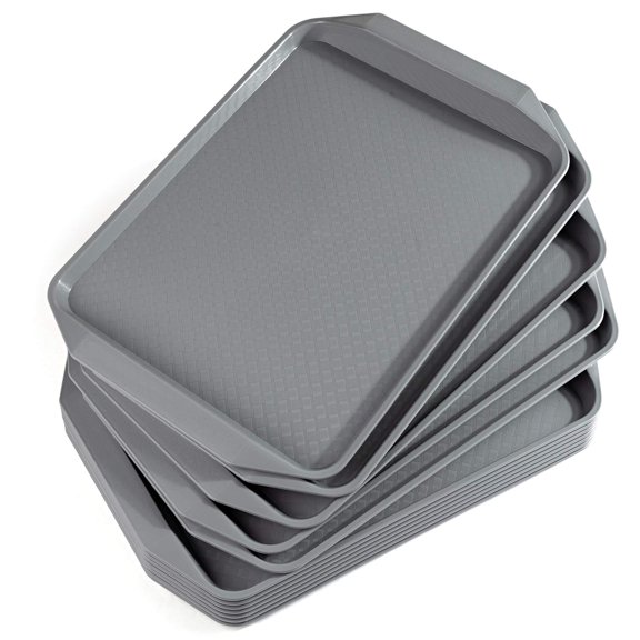 Fast Food Cafeteria Serving Tray, Rectangular Stackable Tray with Non‑Slip Surface for Restaurant Home Use