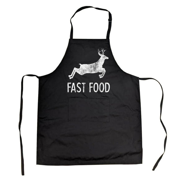 Fast Food Cookout Apron Funny Deer Hunting Buck Grilling Graphic Gift for Hunter