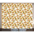 thumbnail image 1 of Ambesonne Fast Food Curtains 2 Panel Set, Sandwich and Taco Snacks, 108" x 63", Multicolor, 1 of 3