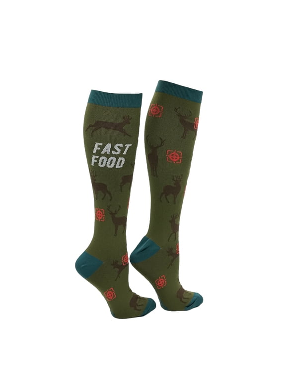 Fast Food Deer Funny Hunting Compression Socks for Men