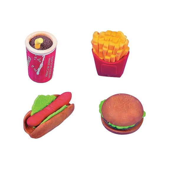 Fast Food Erasers- 4 Dz Unit - Party Favors - 48 Pieces