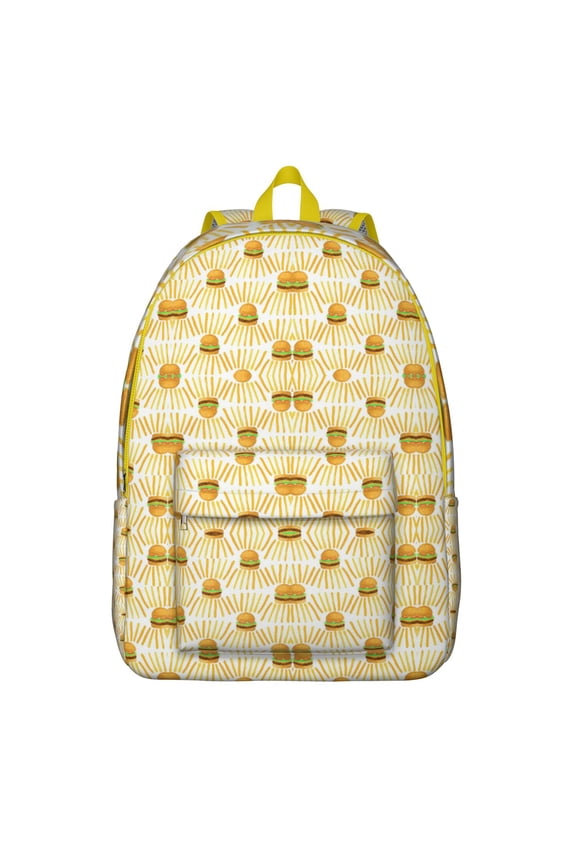 Fast Food Hamburger and Sandwich Pattern School Backpack, American Food Theme Large Capacity Travel Bag, Anti-theft Multifunctional Casual Daypack for Outdoor Use