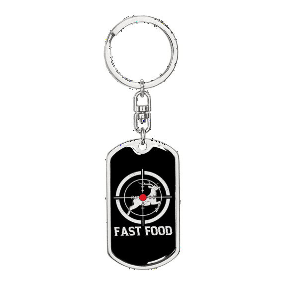 Fast Food Hunter'S Keychain Stainless Steel or 18k Gold Dog Tag Keyring