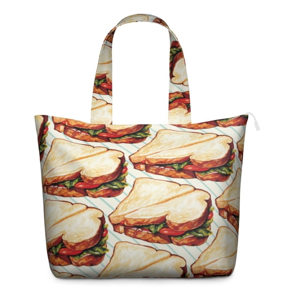 Fast Food Junk Food Themed Weekender Bag Lightweight Travel Tote with Burger Breakfast Artwork, Multipurpose Large Capacity Bag for Foodie Lovers Business Travel