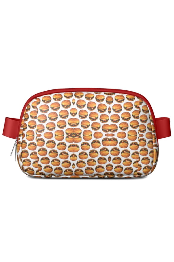 Fast Food Junkie Fanny Pack&nbsp;– Waterproof Adjustable Waist Bag with Colorful Hamburger Pattern, Perfect for Casual Outings & Food Festival Style