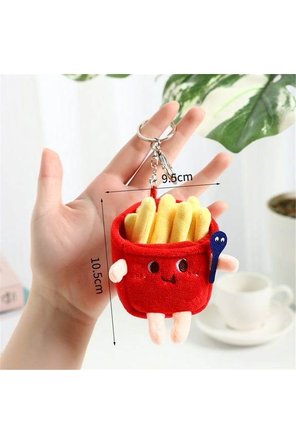 Fast Food Keychain, Yannianjz Cute Fast Food Character Keychains Forkids, Hamburger Fries Hot Dog Plush Key Ring For Backpack, Bag, And Party Favors, Fun Gifts ForboysAndgirls