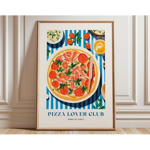 Fast Food Lover Club Print, Italian Food Poster, Food Wall Art, Kitchen Wall Decor, Food Illustration Wall Art, Modern Wall Decor, 24x36 UNFRAMED