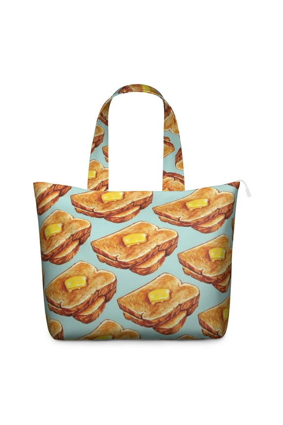 Fast Food Lovers' Durable Carry-On Tote Bag - Spacious Zipper Closure Travel Bag with Organizer Pockets | Perfect Gym & Airline-Friendly Shoulder Bag for Working Professionals