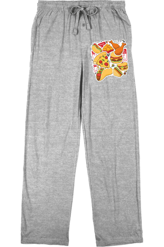 Fast Food Meal Stickers Men's Heather Gray Sleep Pajama Pants-Small