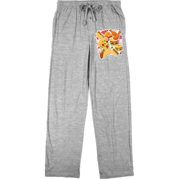 Fast Food Meal Stickers Men's Heather Gray Sleep Pajama Pants-XXL