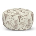 thumbnail image 1 of Fast Food Pouf Cover with Zipper, Monochrome Sketch of Ice Cream Cone Banana Fruit Peeled French Fries, Soft Decorative Fabric Unstuffed Case, 30" W X 17.3" L, Ivory and Dark Rosewood, by Ambesonne, 1 of 5