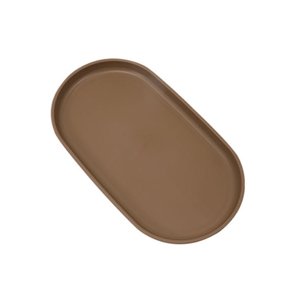 Fast Food Serving Trays, 9.5x5in Oval Reusable Restaurant Serving Trays for Kitchen Restaurant Coffee Fruit Burger Lunch Dessert, Brown