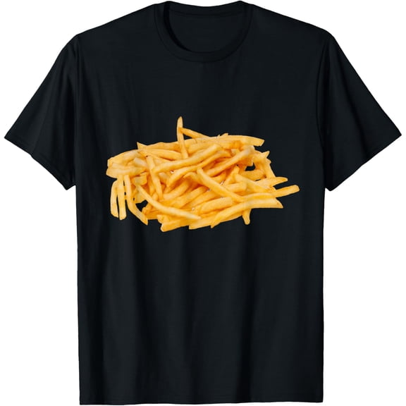 Fast Food Snack Gift French Fries T-Shirt, Unisex-Adults and Kids, Black, Small, Short Sleeve