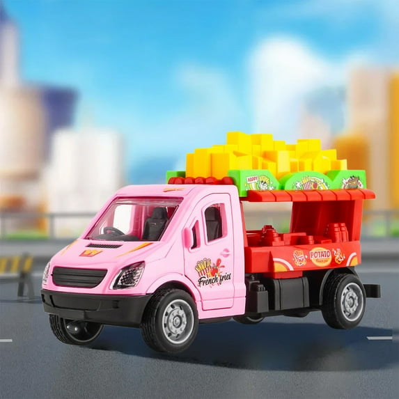 Fast Food Toy Truck - Push & Go Inertia Car with Opening Doors for Kids Age 3-6