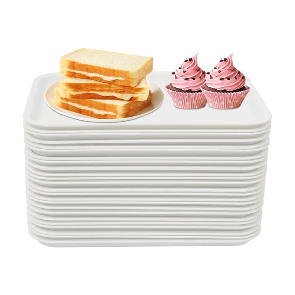 Fast Food Tray, Reusable Multi-Purpose Serving Tray White 13.39*9.45 in